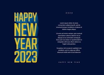 Happy new year 2023 with place for text. Volumetric inscription 3D strict stylish business.