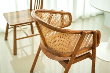 Minimal designed chair which is made from teak wood or hardwood material. Interior furniture object...