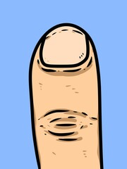 finger cartoon on blue background