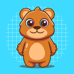Cute bear character standing vector illustration