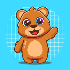 Cute bear character waving vector illustration