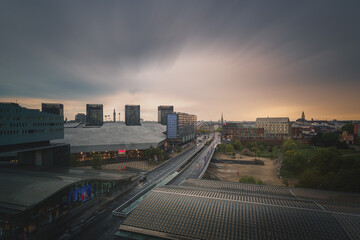 Obraz premium Lille city skyline at sunset