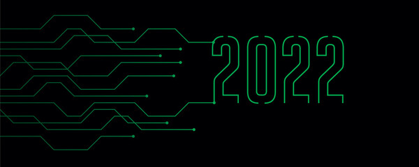 green technology banner 2022 circuit board electronics digital