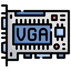 VGA CARD filled outline icon,linear,outline,graphic,illustration