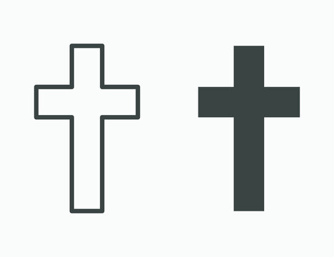 Religion, Cross, Church, Christian, Crest Vector Icon Symbol Set For Web And App Design