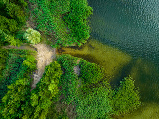 Pogoria IV lake in Dabrowa Gornicza Aerial View. Popular tourist destination in Zaglebie. Silesian Voivodeship, Poland. 