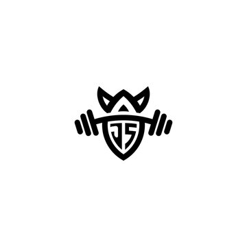 JS line fitness initial concept with high quality logo design