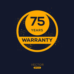 75 years warranty seal stamp, vector label.
