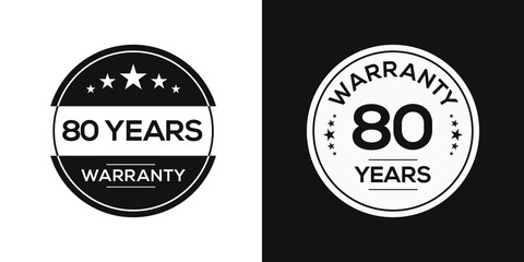80 years warranty seal stamp, vector label.