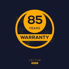 85 years warranty seal stamp, vector label.