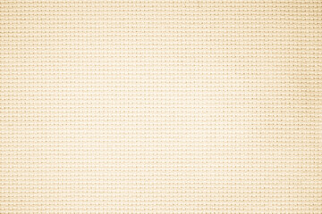 Fabric canvas woven texture background in pattern in light beige cream brown color blank. Natural gauze linen, carpet wool and cotton cloth textile.