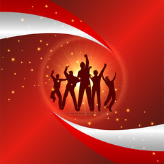 Obraz premium Shiny Indonesia independence day design background with glitter effect and wavy flag vector