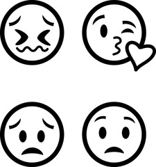  vector emoji set isolated on white background, vector illustration 
