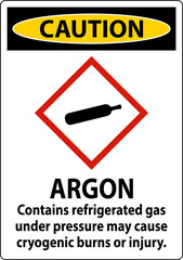 Caution Argon GHS Sign On White Background