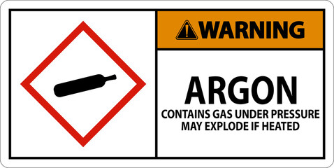Warning Argon GHS Sign On White Background