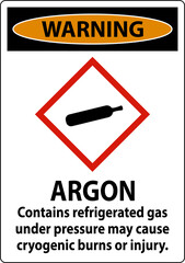 Warning Argon GHS Sign On White Background