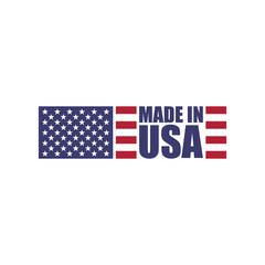 Made in USA icon of flag of america for badge isolated on white background