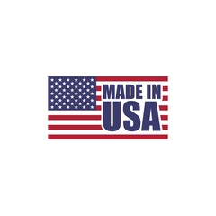 Made in USA icon of flag of america for badge isolated on white background