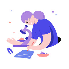 student looking at microbes through a microscope