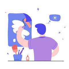 student puts up a poster