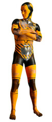 3D Rendering Male Robot on White