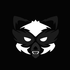 Illustration vector graphics of template logo face raccoons angry expression
