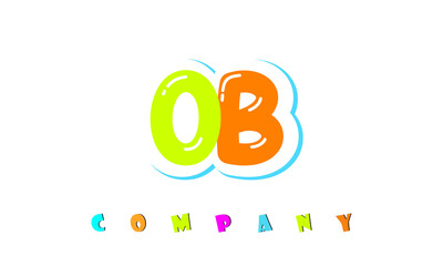 letters OB creative logo for Kids toy store, school, company, agency. stylish colorful alphabet logo vector template