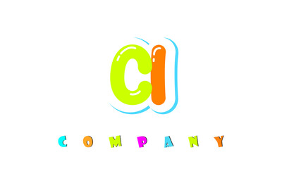 letters CI creative logo for Kids toy store, school, company, agency. stylish colorful alphabet logo vector template