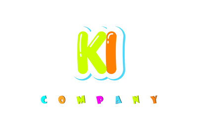 letters KI creative logo for Kids toy store, school, company, agency. stylish colorful alphabet logo vector template