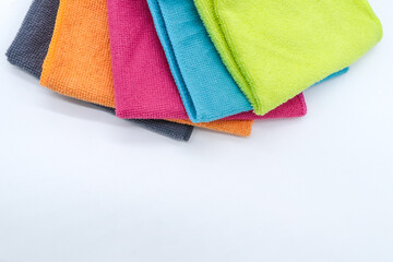 kitchen rag of different colors on white background