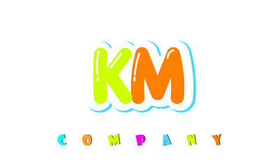 letters KM creative logo for Kids toy store, school, company, agency. stylish colorful alphabet logo vector template