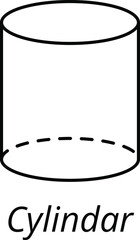 Cylindar Geometric shape. Vector illustration of basic geometric figure. Understanding of geometry poster for teaching and learning in school. Vector illustration isolated on white background.