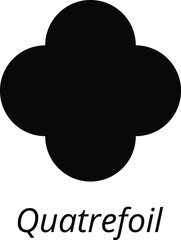 Quatrefoil Geometric shape. Vector illustration of basic geometric figure. Understanding of geometry poster for teaching and learning in school. Vector illustration isolated on white background.