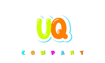 letters UQ creative logo for Kids toy store, school, company, agency. stylish colorful alphabet logo vector template