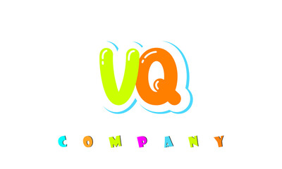 letters VQ creative logo for Kids toy store, school, company, agency. stylish colorful alphabet logo vector template
