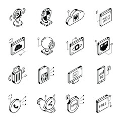 Fototapeta na wymiar Trendy Isometric Icons of Cyber Storage