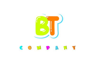 letters BT creative logo for Kids toy store, school, company, agency. stylish colorful alphabet logo vector template