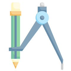 DRAWING COMPASS flat icon,linear,outline,graphic,illustration