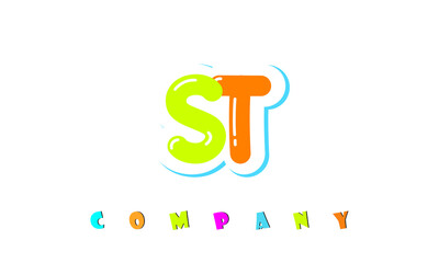 letters ST creative logo for Kids toy store, school, company, agency. stylish colorful alphabet logo vector template