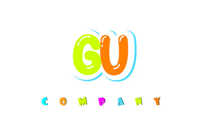 letters GU creative logo for Kids toy store, school, company, agency. stylish colorful alphabet logo vector template