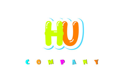 letters HU creative logo for Kids toy store, school, company, agency. stylish colorful alphabet logo vector template