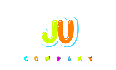 letters JU creative logo for Kids toy store, school, company, agency. stylish colorful alphabet logo vector template