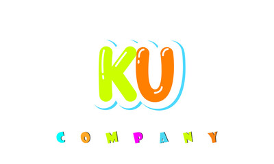 letters KU creative logo for Kids toy store, school, company, agency. stylish colorful alphabet logo vector template