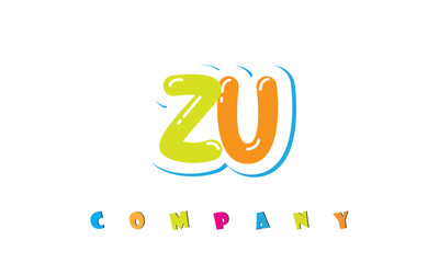 letters ZU creative logo for Kids toy store, school, company, agency. stylish colorful alphabet logo vector template