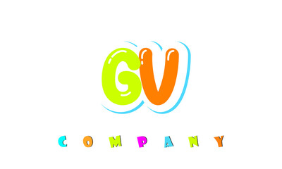 letters GV creative logo for Kids toy store, school, company, agency. stylish colorful alphabet logo vector template
