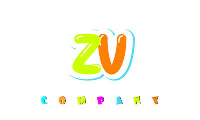 letters ZV creative logo for Kids toy store, school, company, agency. stylish colorful alphabet logo vector template