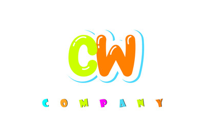 letters CW creative logo for Kids toy store, school, company, agency. stylish colorful alphabet logo vector template
