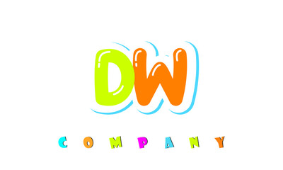 letters DW creative logo for Kids toy store, school, company, agency. stylish colorful alphabet logo vector template