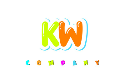 letters KW creative logo for Kids toy store, school, company, agency. stylish colorful alphabet logo vector template