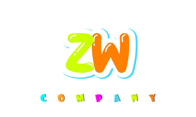 letters ZW creative logo for Kids toy store, school, company, agency. stylish colorful alphabet logo vector template